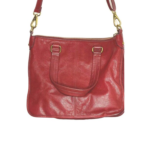 Fossil Red Leather Crossbody Shoulder Bag With Gold-Tone Hardware & Key Accent - Picture 2 of 12